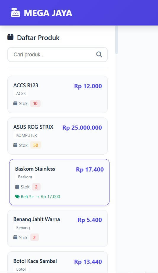 Tampilan harga tier pada produk